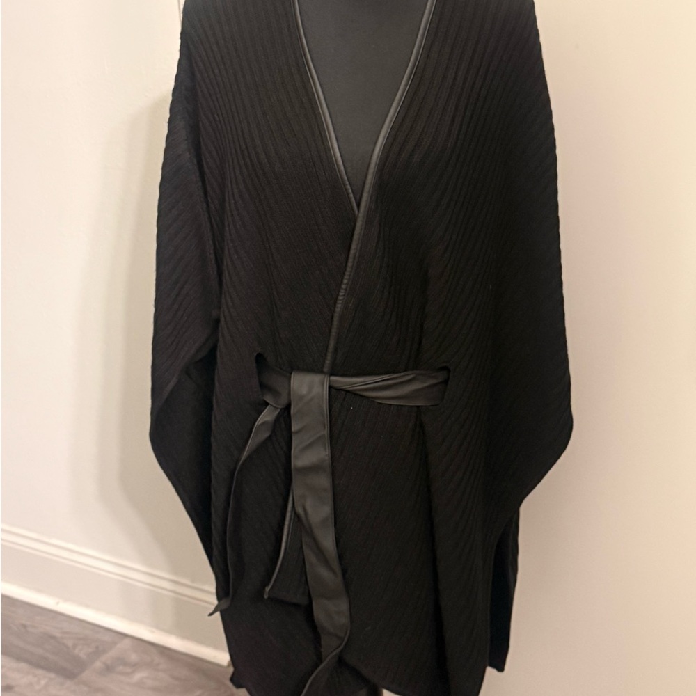 New York & Company Black Batwing Cardigan with Belt